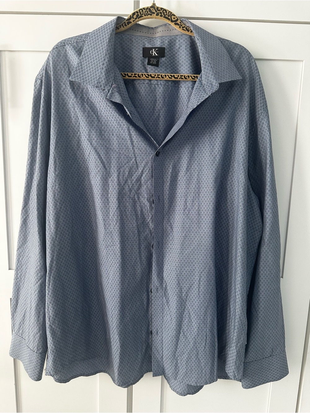 Calvin Klein Light Blue Micro-Pattern Dress Shirt